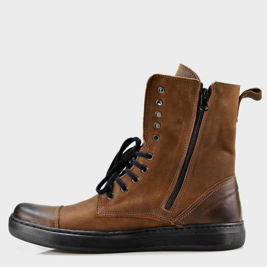 Handgefertigte Braune Herren-Combat-Boots aus Leder – Liam | KarolShoes