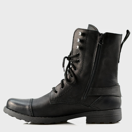 Handgefertigte Schwarze Herren-Combat-Boots aus Leder – Noah | KarolShoes