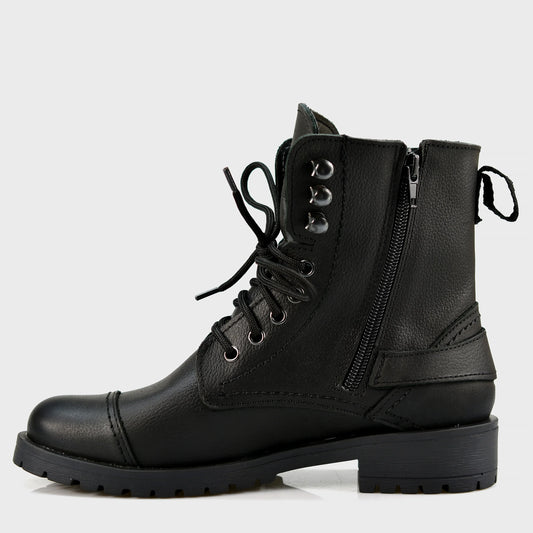 Schwarze Damen-Lederstiefeletten – Alexa | KarolShoes