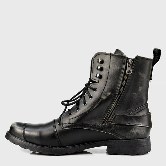 Black Leather Men’s Motorcycle Boots – Jimy | KarolShoes