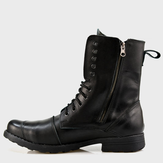 Schwarze Herren-Motorradstiefel aus Leder – Hunter | KarolShoes