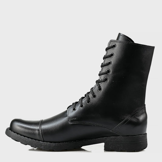 Handgefertigte Schwarze Herren-Combat-Boots aus Leder – Corvo | KarolShoes