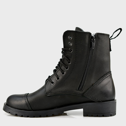 Schwarze Damen-Lederstiefeletten – Ella | KarolShoes