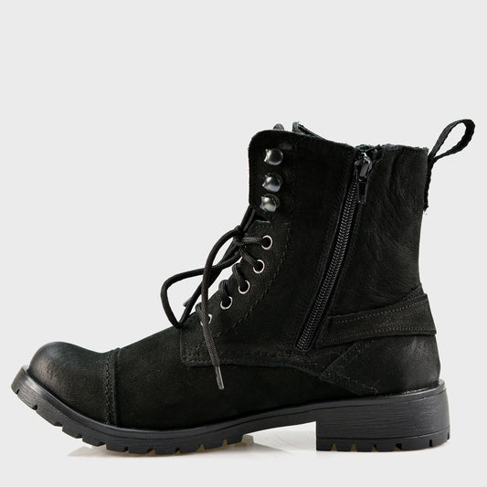 Schwarze Damen-Lederstiefeletten – Aria | KarolShoes