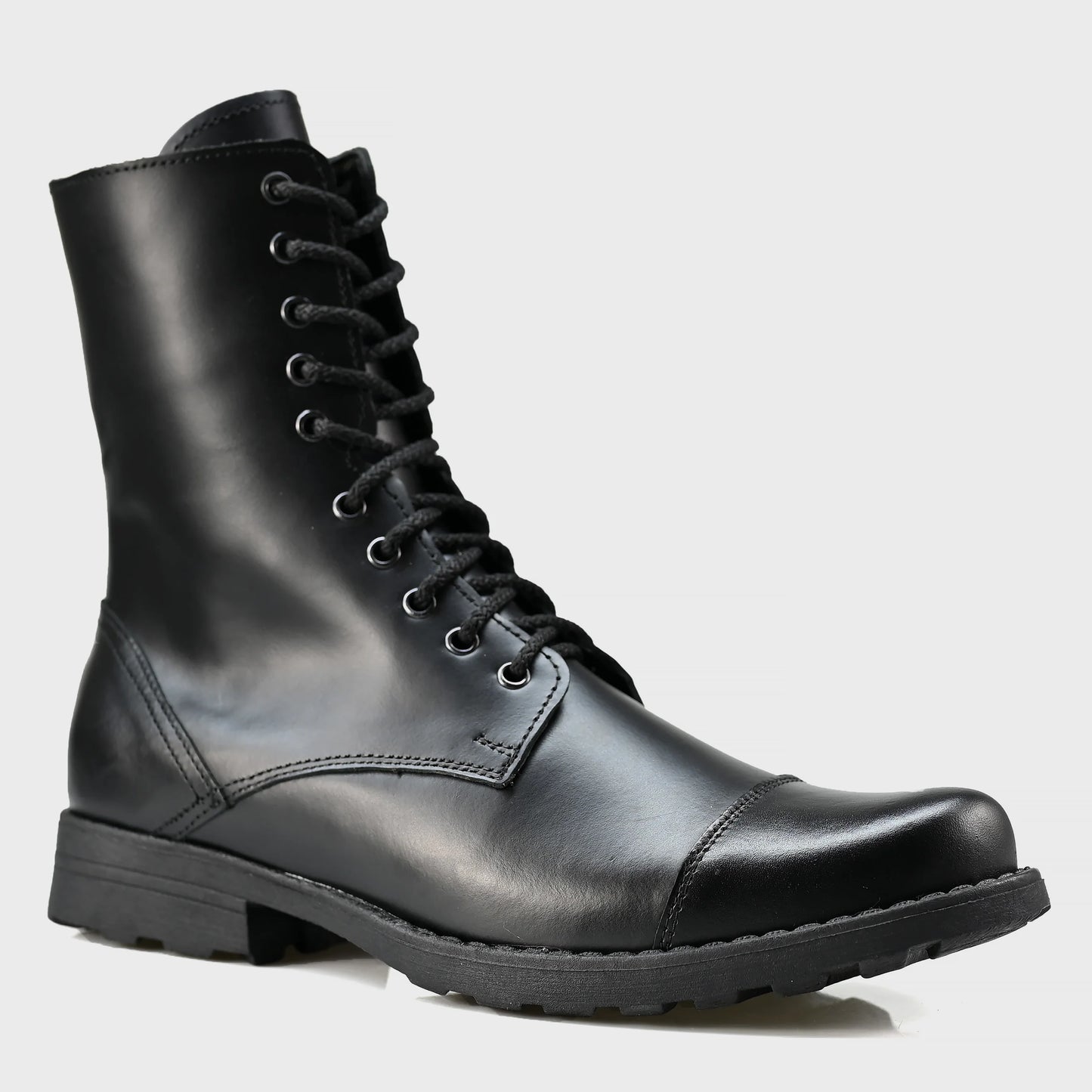 Handmade Black Leather Men’s Combat Boots – Corvo | KarolShoes