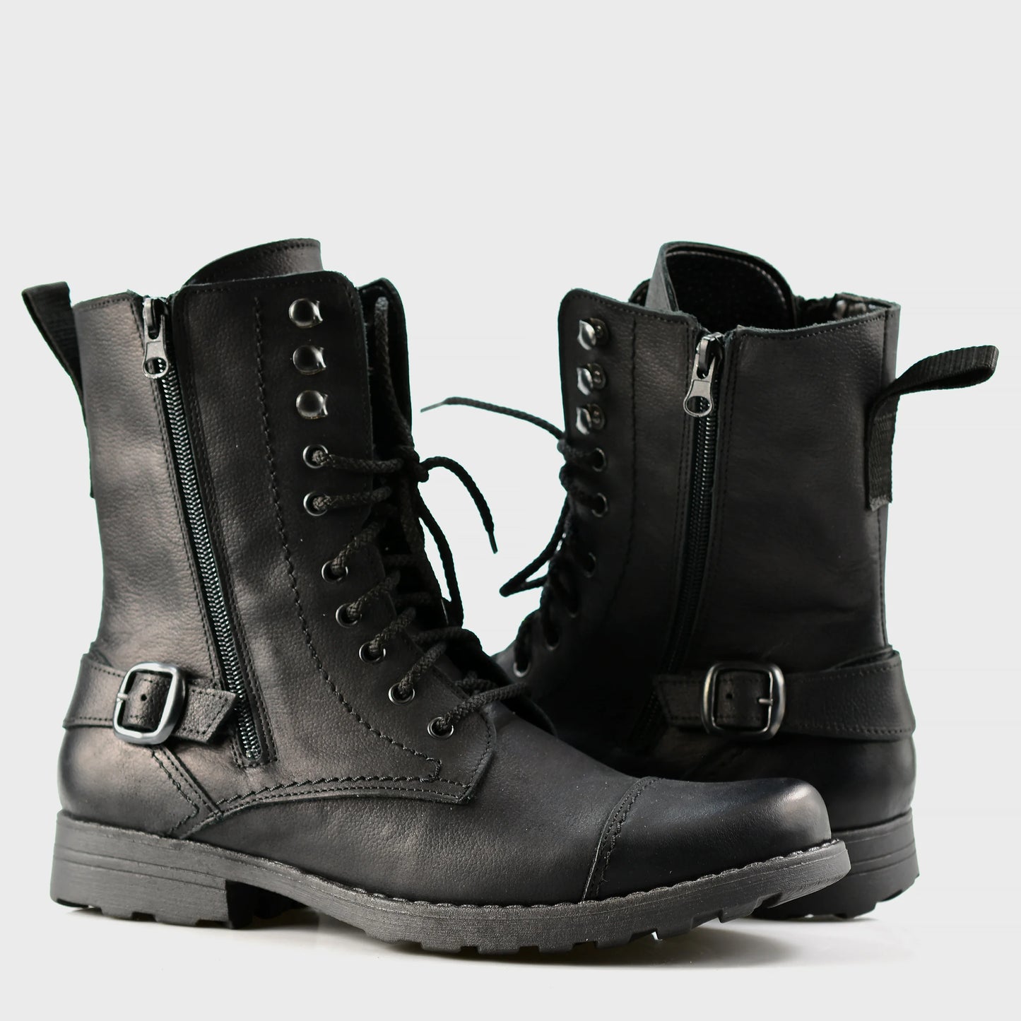 Handmade Black Leather Men’s Combat Boots – Noah | KarolShoes