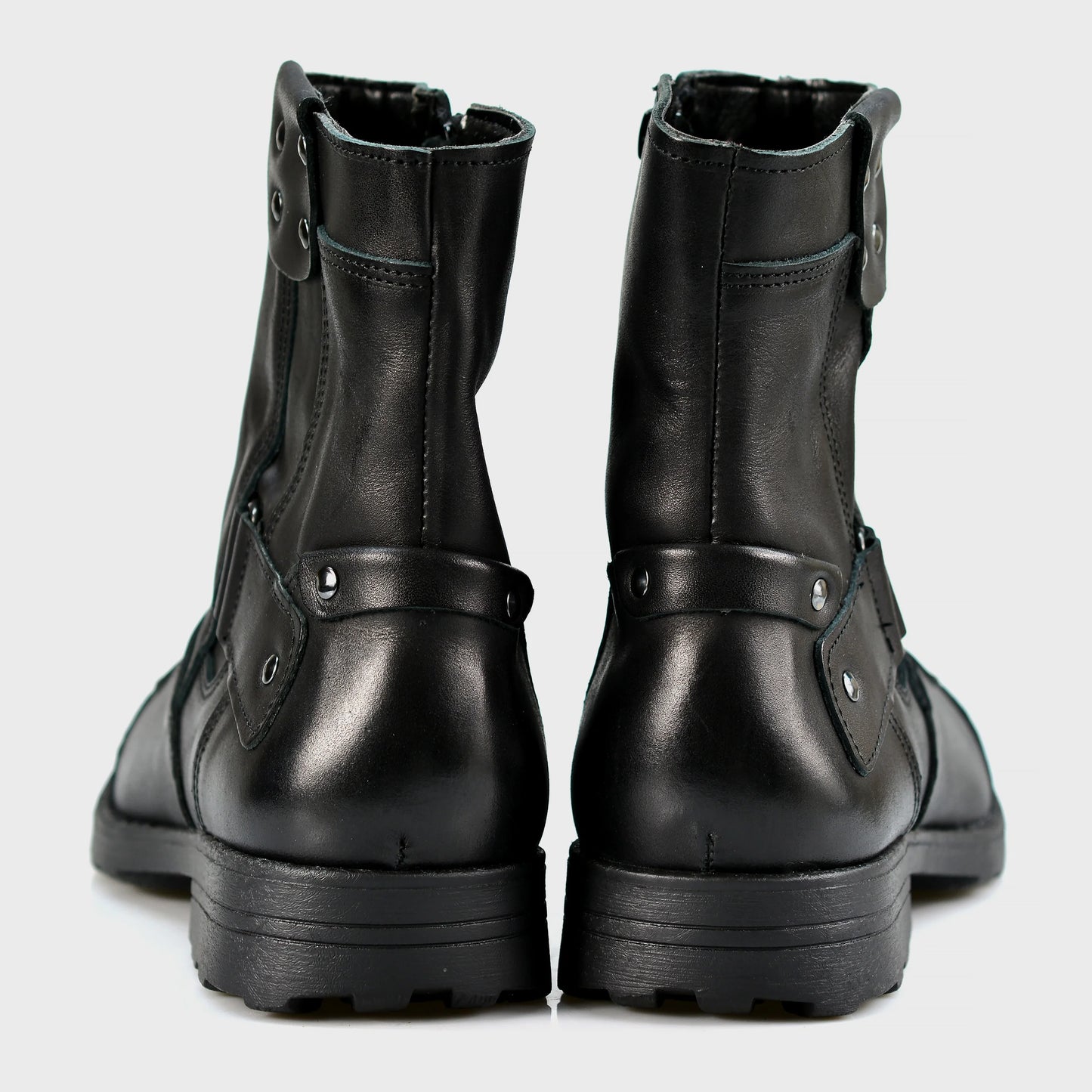 Schwarze Herren-Motorradstiefel aus Leder – Bruce | KarolShoes