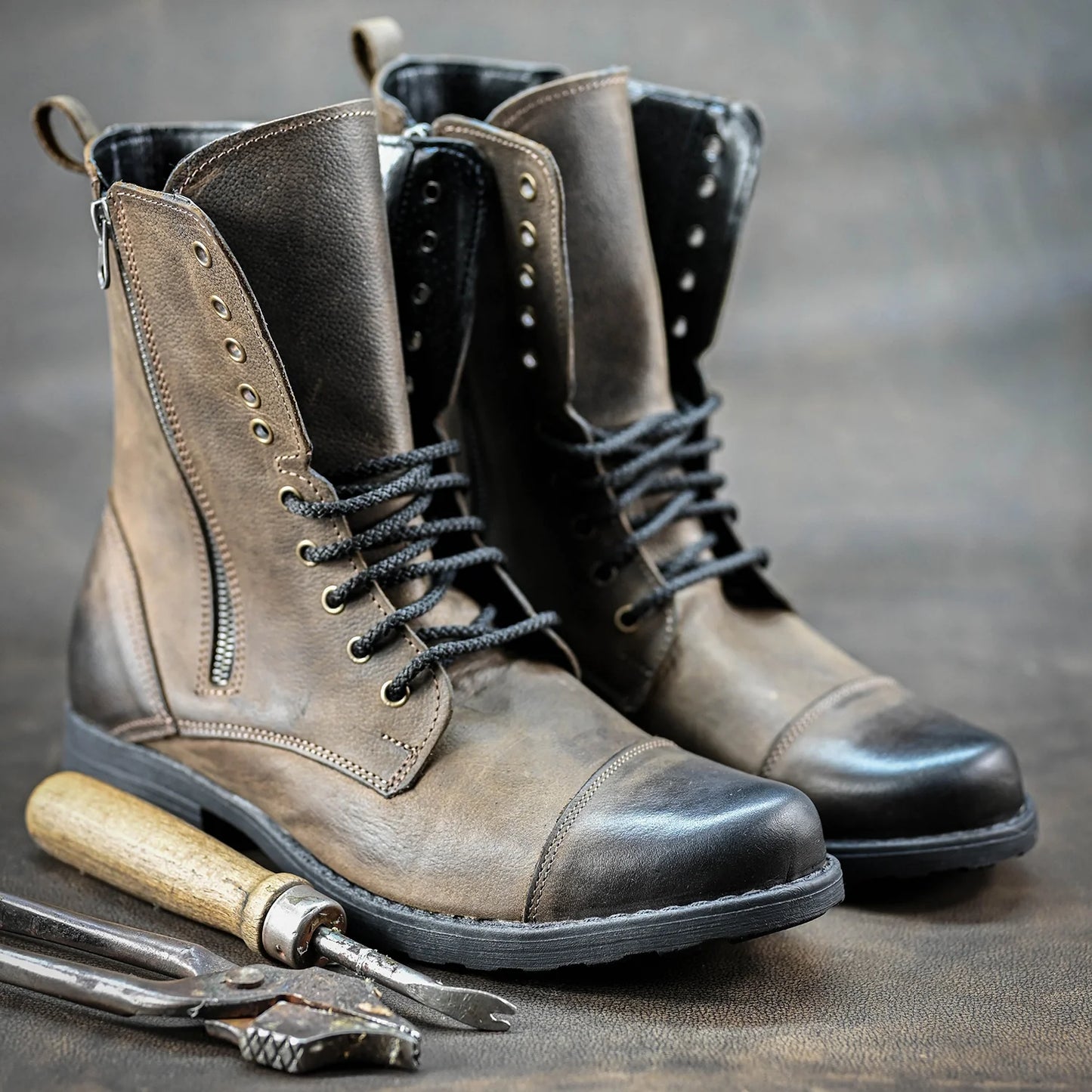 Handmade Brown Leather Men’s Combat Boots – Landon | KarolShoes