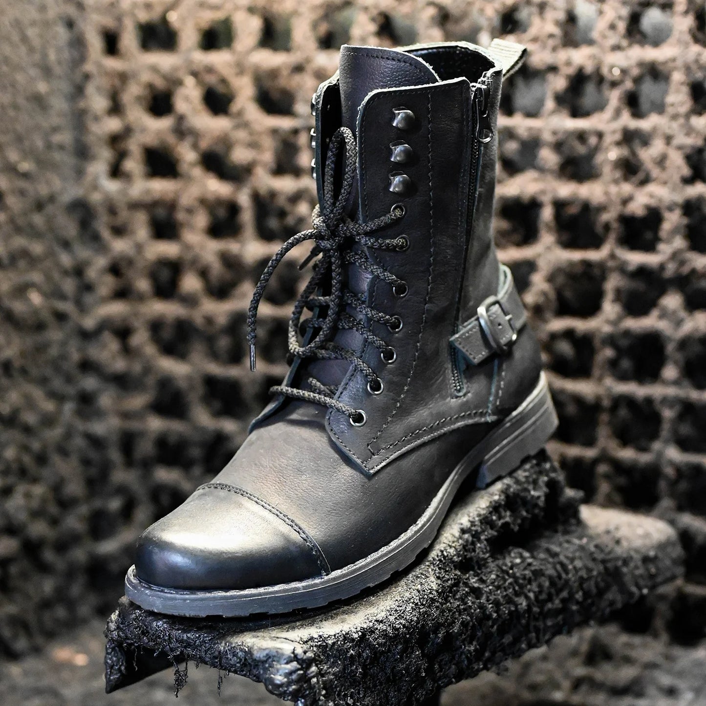 Handmade Black Leather Men’s Combat Boots – Noah | KarolShoes