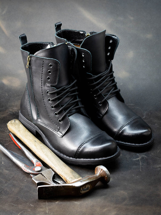Handmade Leather Man's Boots Elegant Black