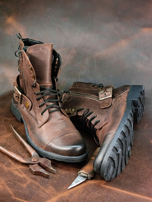 Handmade Leather Mans Boots Maron Brown