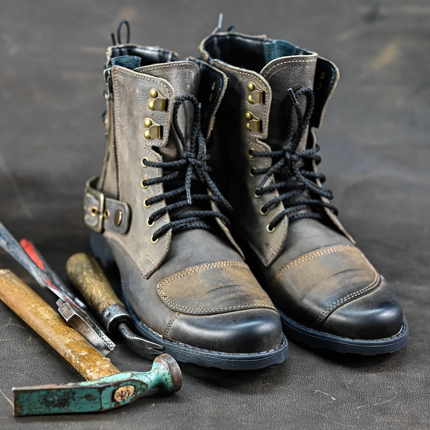 Motocyklové boty All Ride Chad – ručně šité hnědé boty z italské kůže | KarolShoes