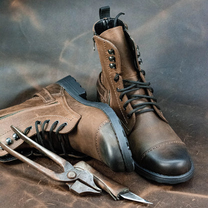 Pánské kožené boty Alex – ručně šité hnědé boty | KarolShoes