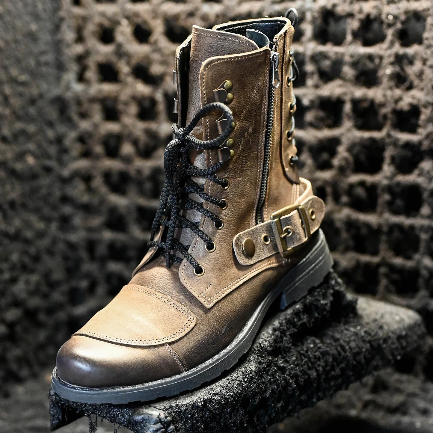 Brown Leather Men’s Motorcycle Boots – Sonny | KarolShoes