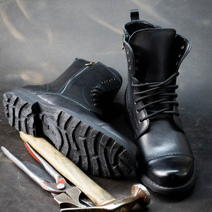 Handgefertigte Schwarze Herren-Lederstiefel – Elegant | KarolShoes