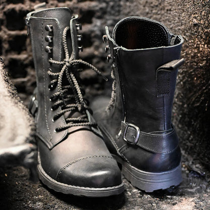 Handmade Black Leather Men’s Combat Boots – Noah | KarolShoes