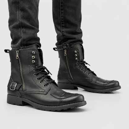 Blake Men's Black Leather Motorcycle Boots