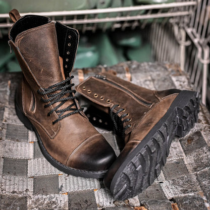 Handmade Brown Leather Men’s Combat Boots – Landon | KarolShoes