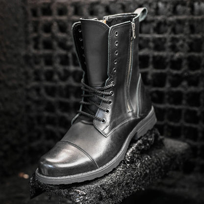 Handmade Black Leather Men’s Combat Boots – Landon | KarolShoes
