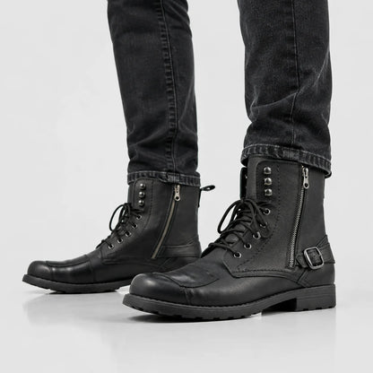 Blake Men's Black Leather Motorcycle Boots