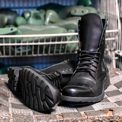 Schwarze Herren-Motorradstiefel aus Leder – Hunter | KarolShoes