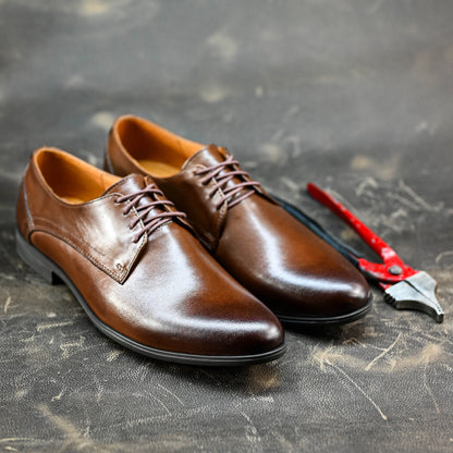Brown Leather Men’s Derby Shoes – Milano | KarolShoes