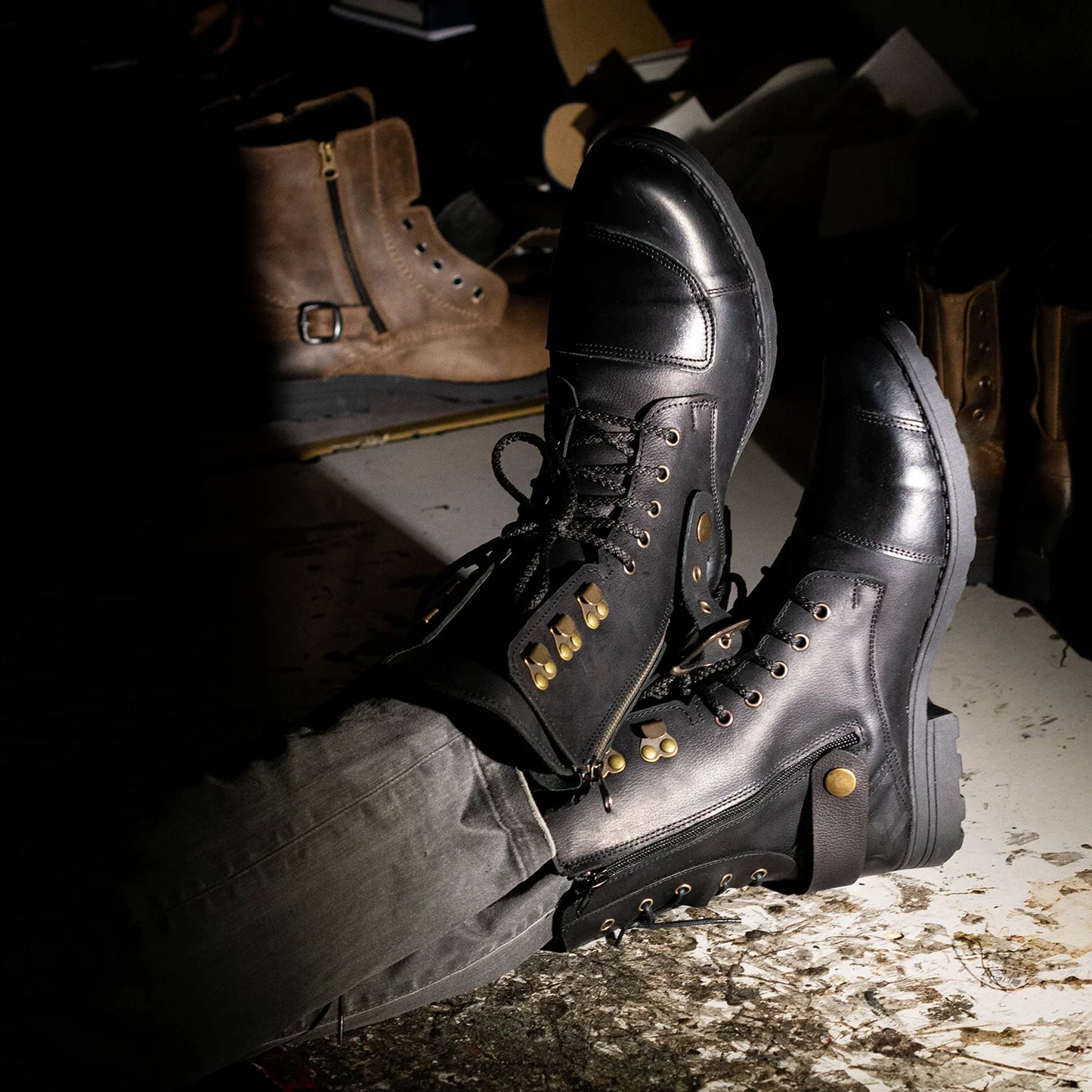 Black Leather Men’s Motorcycle Boots – Sonny | KarolShoes