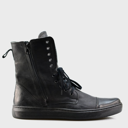 Handgefertigte Schwarze Herren-Combat-Boots aus Leder – Liam | KarolShoes