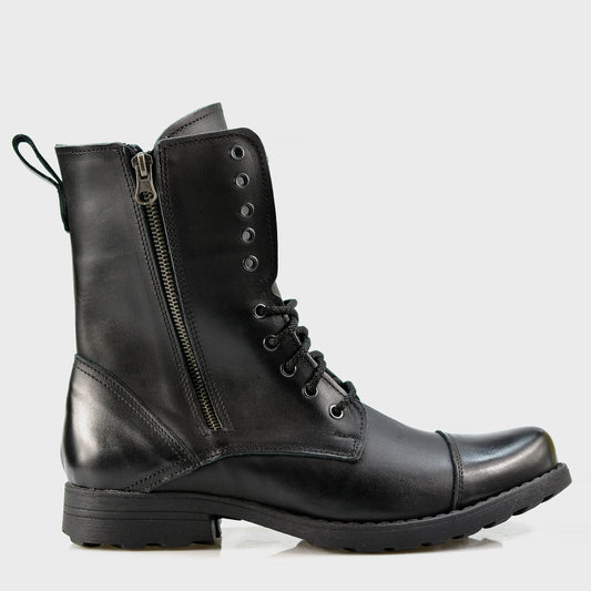Handmade Black Leather Men’s Combat Boots – Landon | KarolShoes