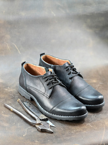 Chaussures Derby en Cuir Faites à la Main pour Homme "Paul" Noires