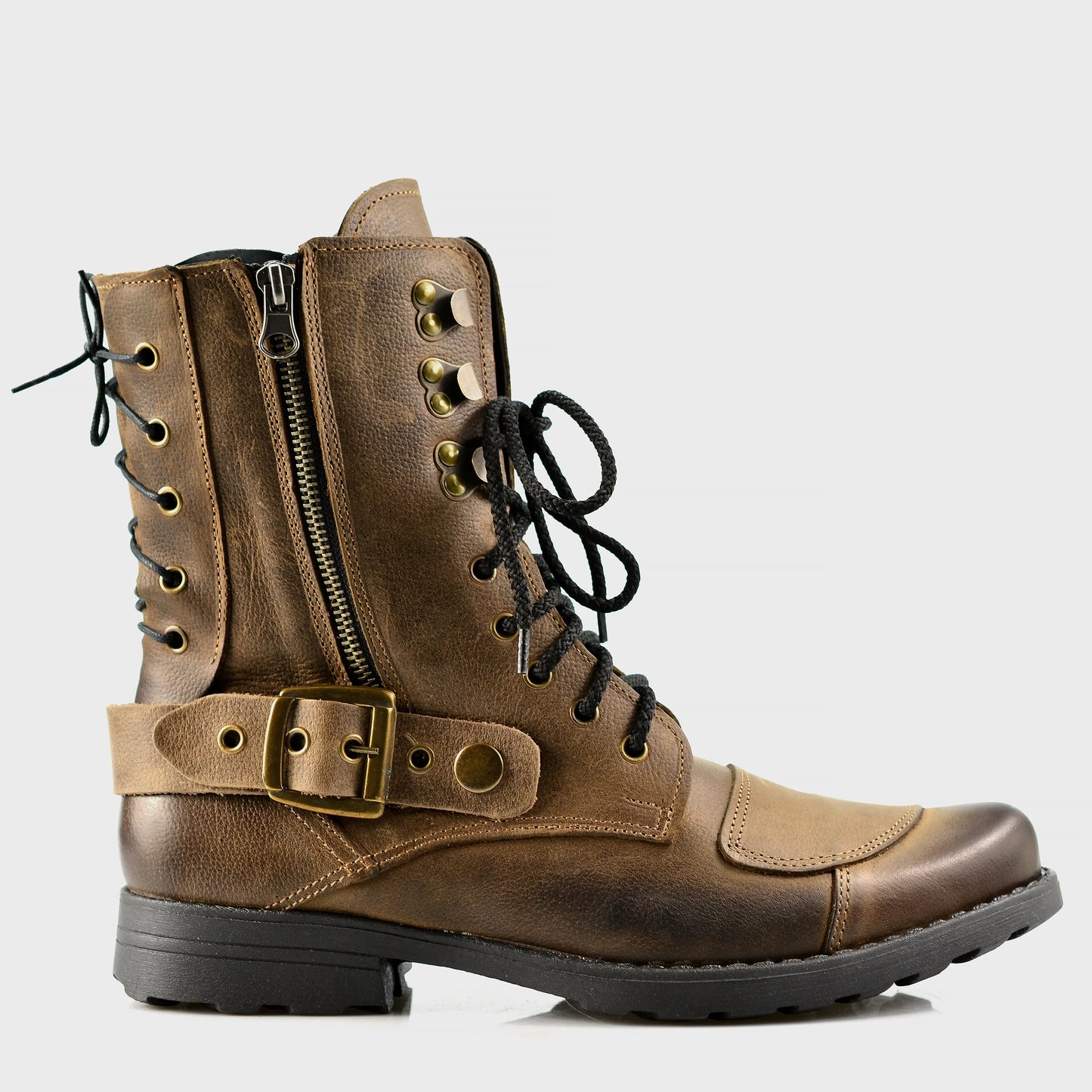 Brown Leather Men’s Motorcycle Boots – Sonny | KarolShoes