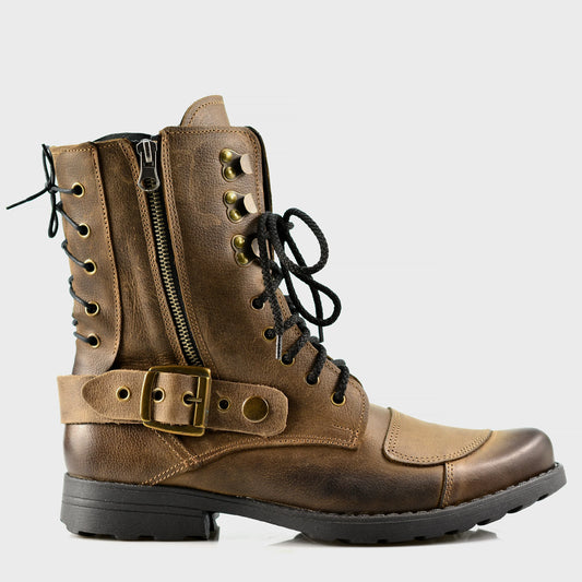 Braune Herren-Motorradstiefel aus Leder – Sonny | KarolShoes