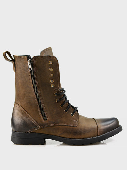 Handmade Leather Mans High Boots Landon Brown