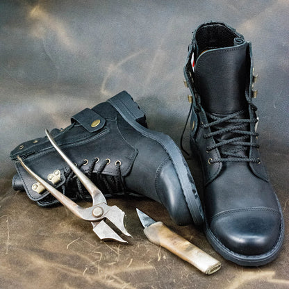 Pánské kožené boty Maron – ručně šité černé boty | KarolShoes