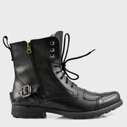 Schwarze Herren-Motorradstiefel aus Leder – Ryan | KarolShoes