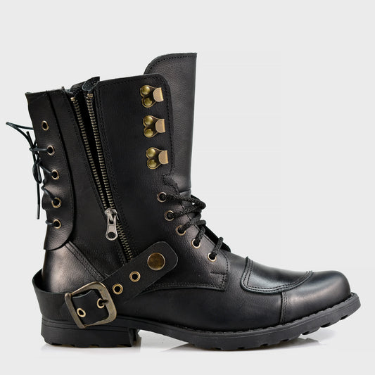 Schwarze Herren-Motorradstiefel aus Leder – Sonny | KarolShoes