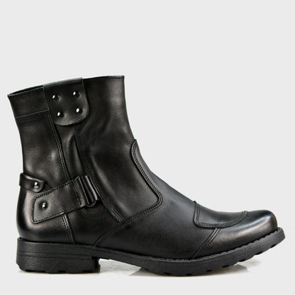 Schwarze Herren-Motorradstiefel aus Leder – Bruce | KarolShoes