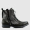 Linen Men's Black Leather & Linen Lace-Up Boots