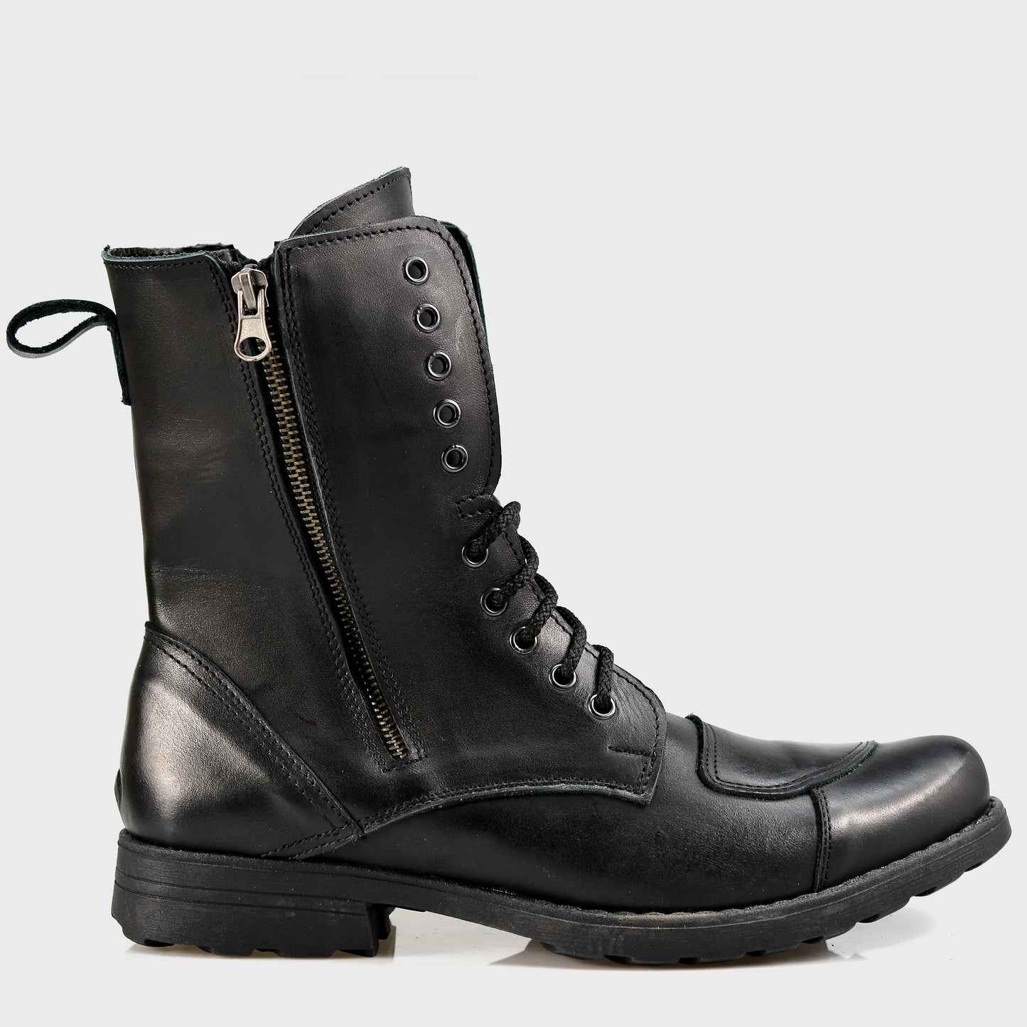 Schwarze Herren-Motorradstiefel aus Leder – Hunter | KarolShoes