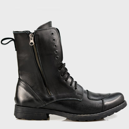 Schwarze Herren-Motorradstiefel aus Leder – Hunter | KarolShoes