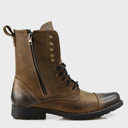 Handmade Brown Leather Men’s Combat Boots – Landon | KarolShoes