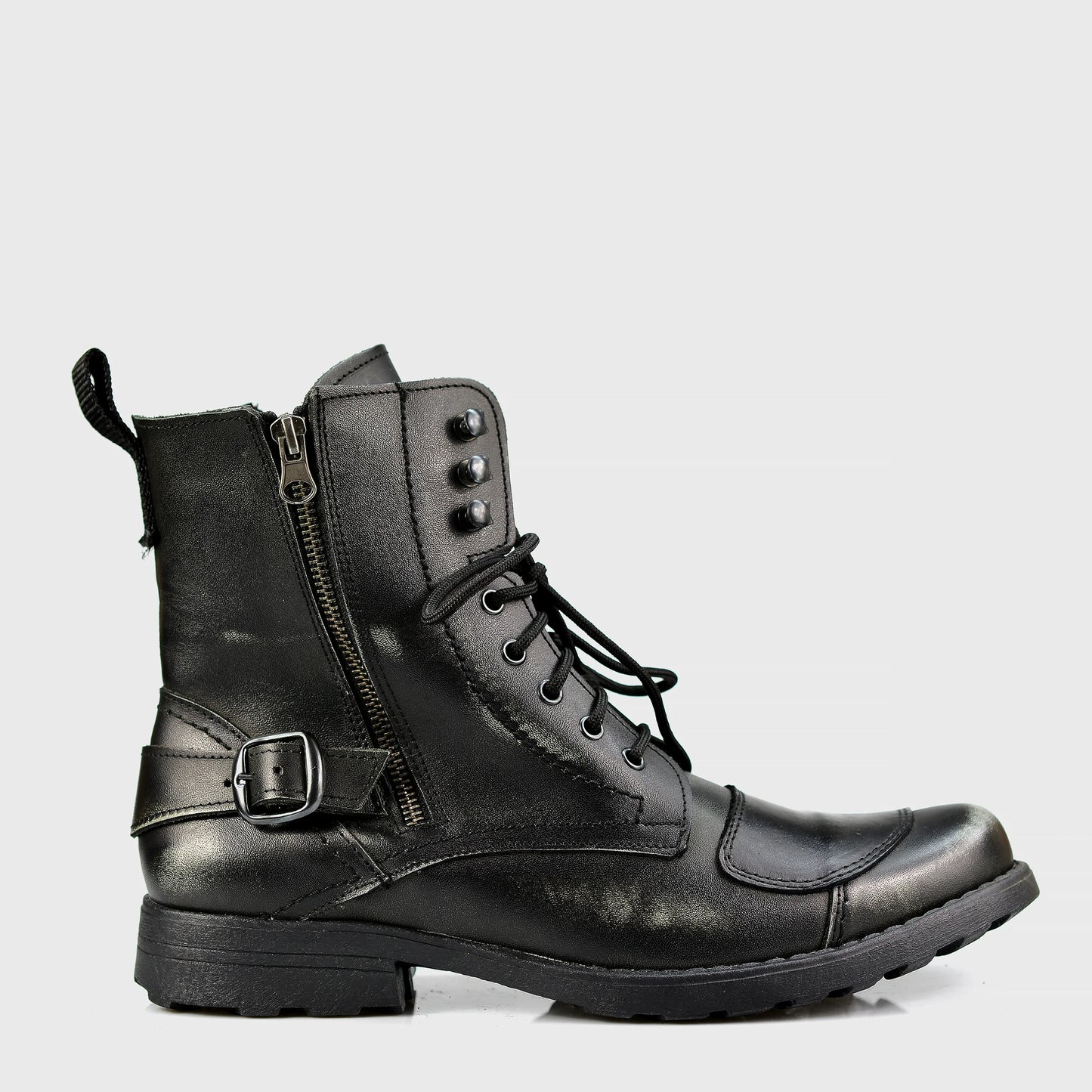 Schwarze Herren-Motorradstiefel aus Leder – Jimy | KarolShoes