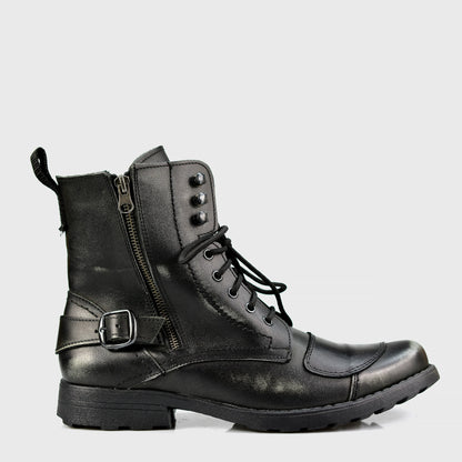 Schwarze Herren-Motorradstiefel aus Leder – Jimy | KarolShoes
