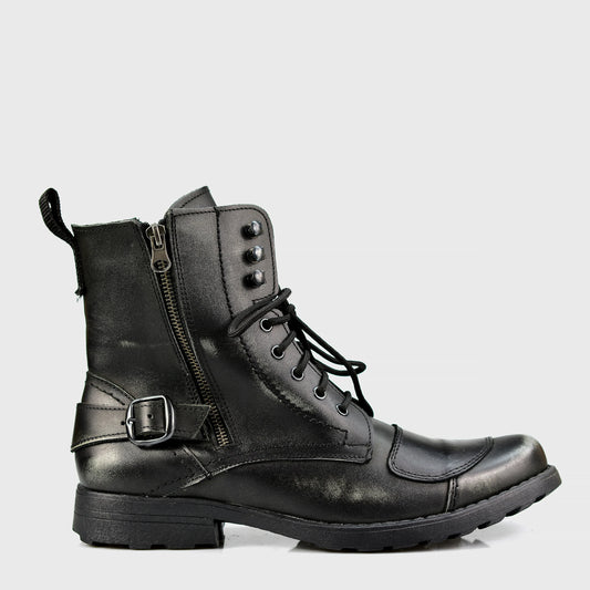 Black Leather Men’s Motorcycle Boots – Jimy | KarolShoes