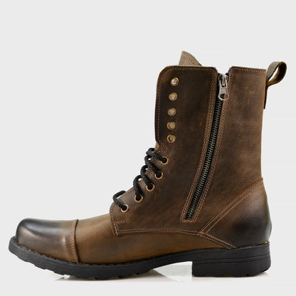 Handmade Brown Leather Men’s Combat Boots – Landon | KarolShoes