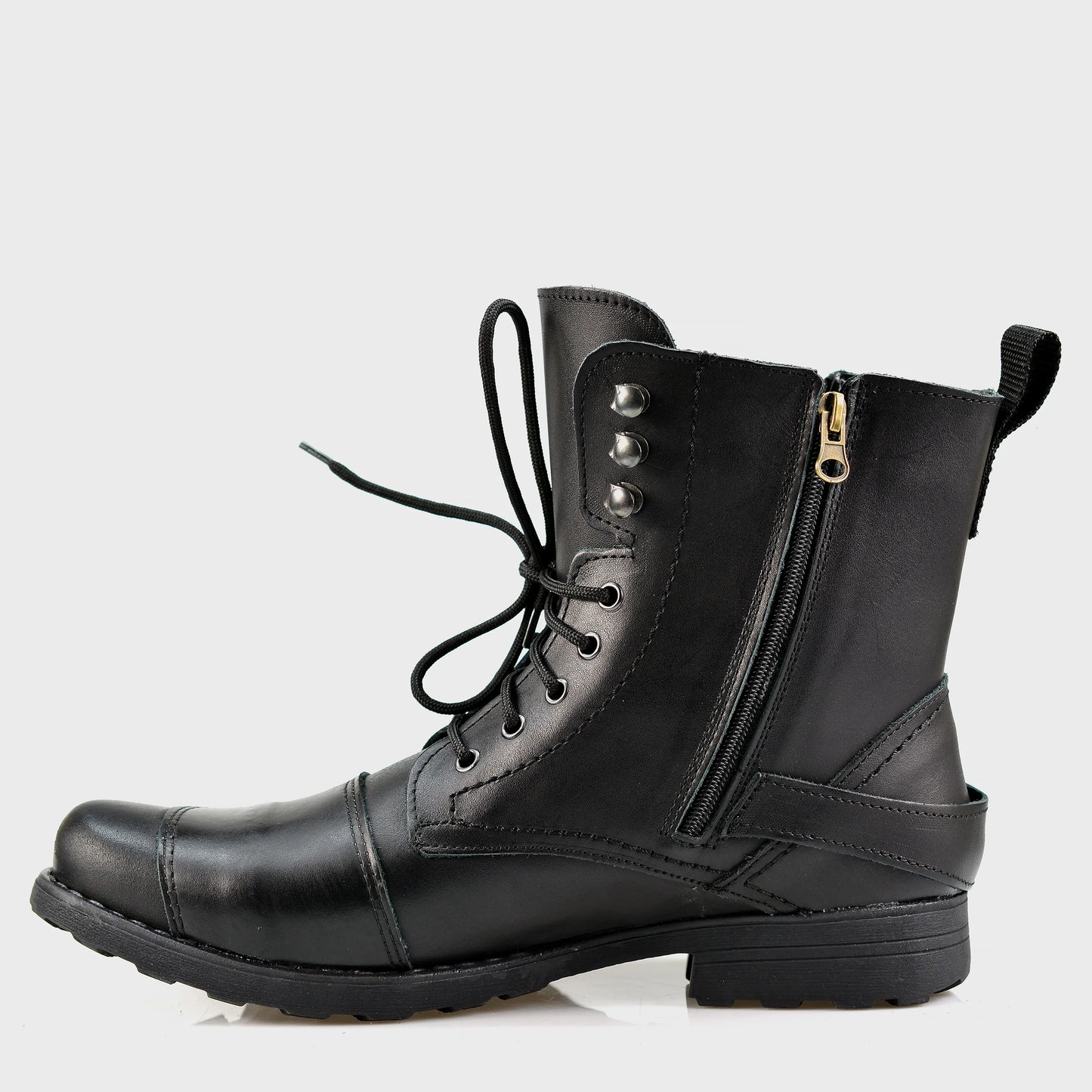 Schwarze Herren-Motorradstiefel aus Leder – Ryan | KarolShoes