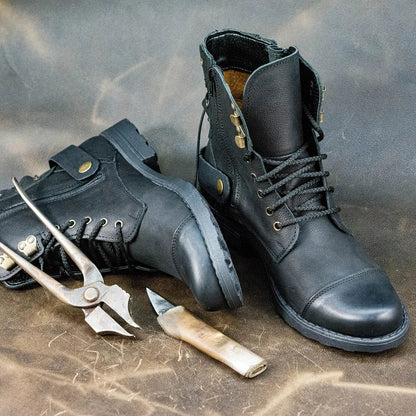 Pánské kožené boty Maron – ručně šité černé boty | KarolShoes