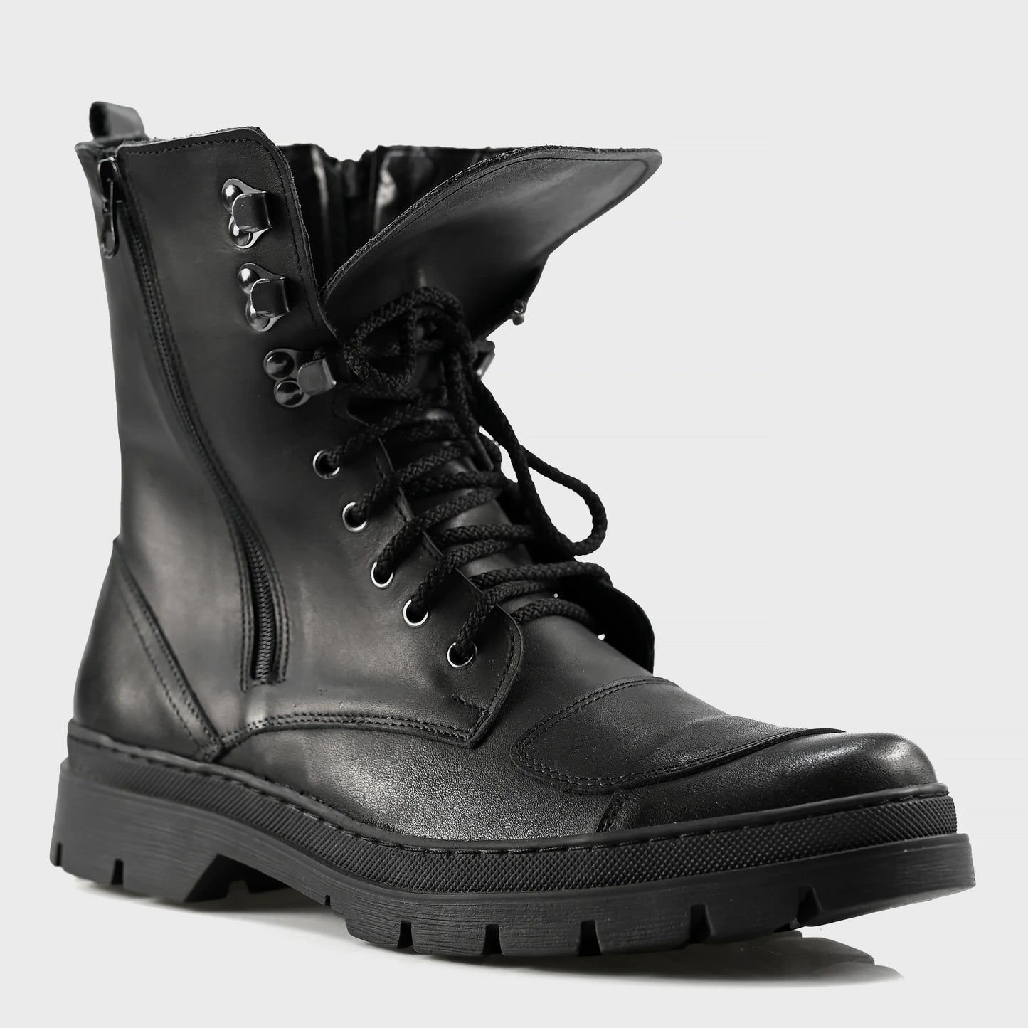 Black Leather Men’s Motorcycle Boots – Gregory | KarolShoes