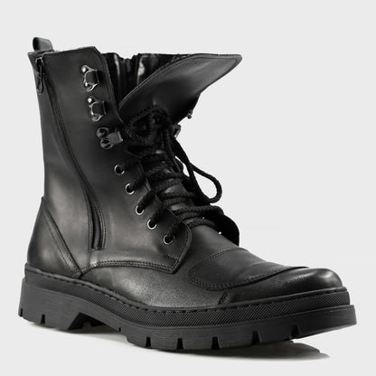 Black Leather Men’s Motorcycle Boots – Gregory | KarolShoes