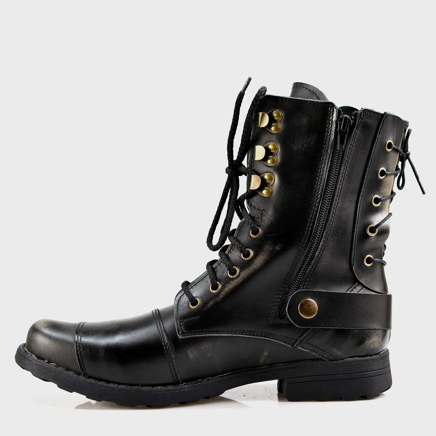 Black BS Leather Men’s Motorcycle Boots – Sonny | KarolShoes